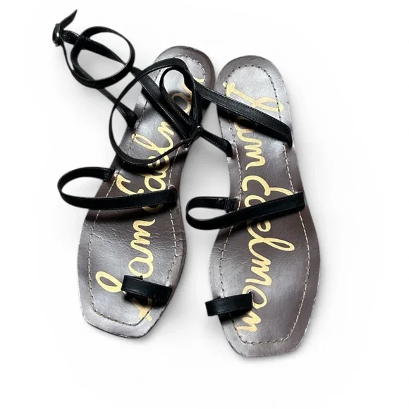Sam Edelman Abe Leather Strappy Flat Sandals Size 9 - Picture 3 of 5
